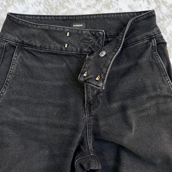 Express Wide Leg High Rise Waist Trouser Jean in Black Size 8 - Picture 4 of 4